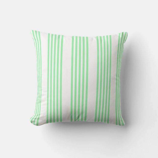 Coussin Vert et blanc cinq bandes motif (Recto)