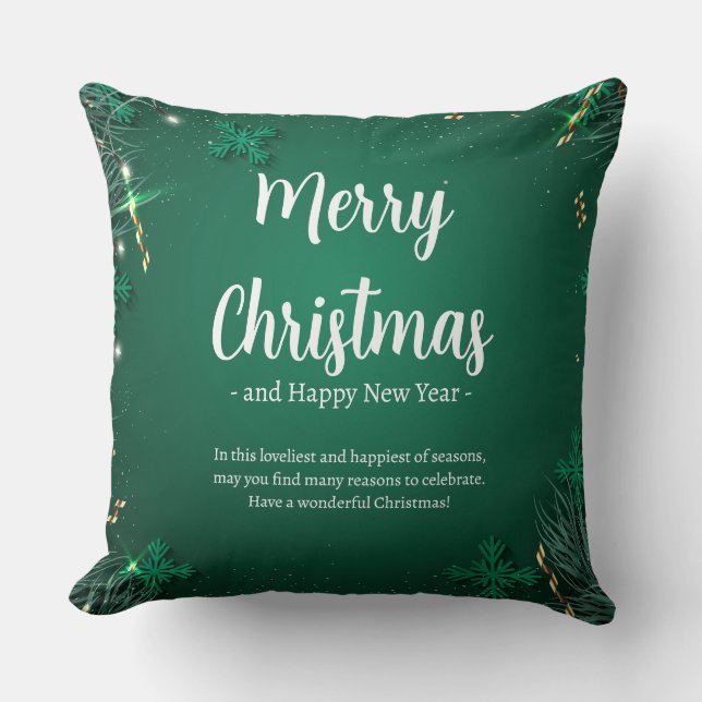 Coussin Vert et blanc Fête de Noël simple Meilleur 20" x20 (Recto)