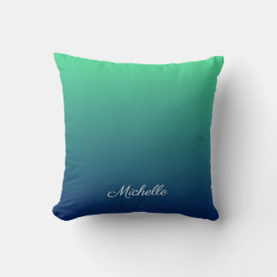 Coussin Vert et bleu foncé personnalisé