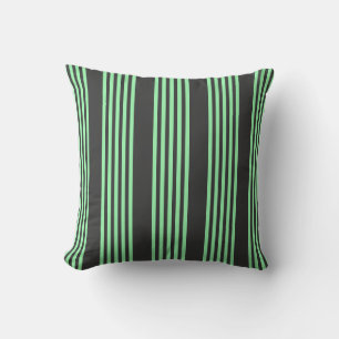 Coussin Vert et charbon de bois cinq bandes motif