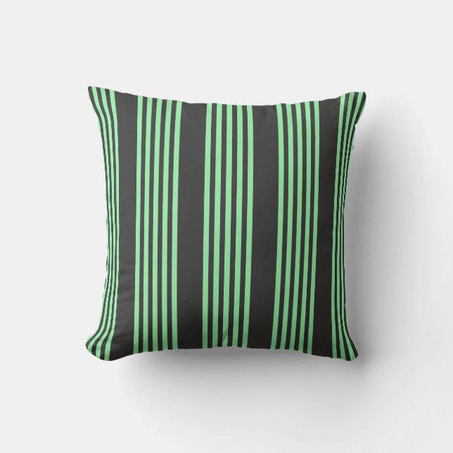 Coussin Vert et charbon de bois cinq bandes motif (Recto)