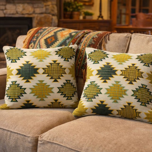 Coussin Vert et marron Navajo  (Créateur téléchargé)