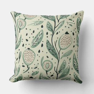 Coussin Vert Feuille Whimsical Botanical Vert
