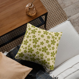 Coussin Vert floral bohème tropical fantaisiste été