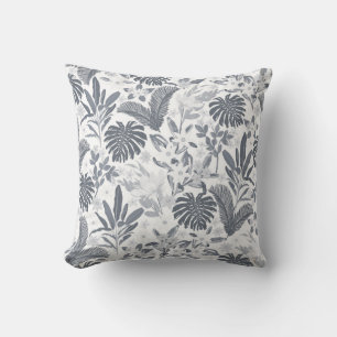 Coussin Vert floral gris tropical