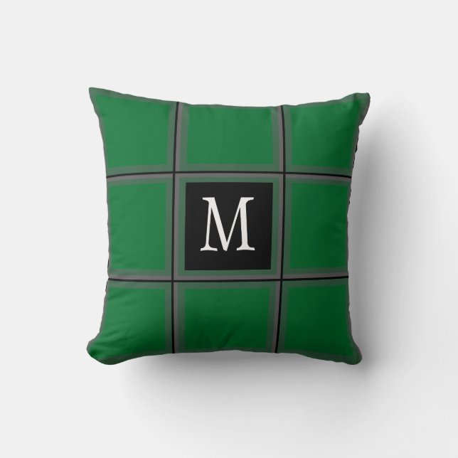 Coussin Vert foncé et gris personnalisé unique première tr (Recto)