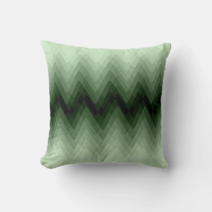 Coussin Vert foncé et zigzag menthe.