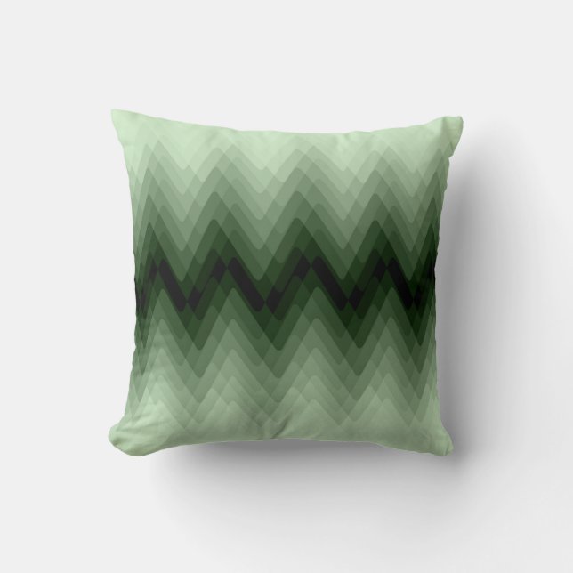 Coussin Vert foncé et zigzag menthe. (Recto)