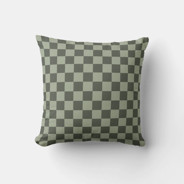 Coussin Vert foncé sage à carreaux damier à carreaux (Recto)