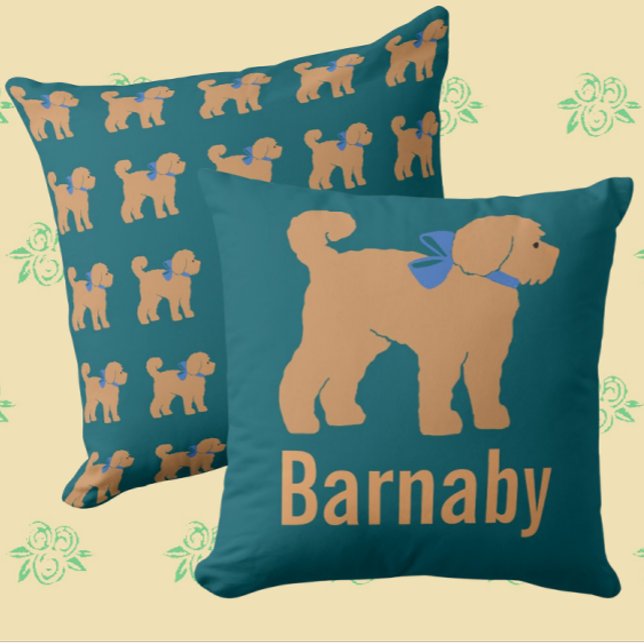 Coussin vert foncé Tan Doodle Chien Personnalisé (For your special fur baby!)