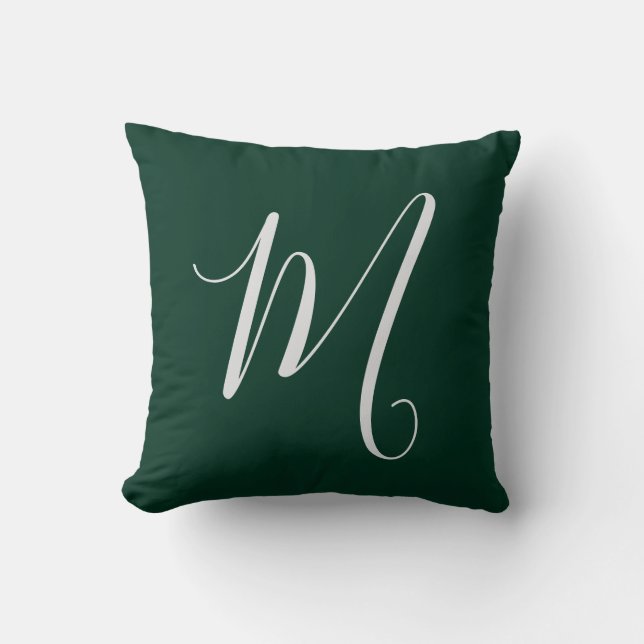 Coussin Vert foncé uni élégant moderne monogramme propre n (Recto)