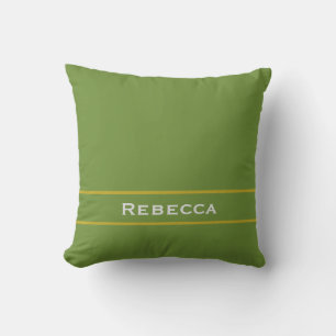 Coussin Vert forêt vintage couleur unie monogramme simple