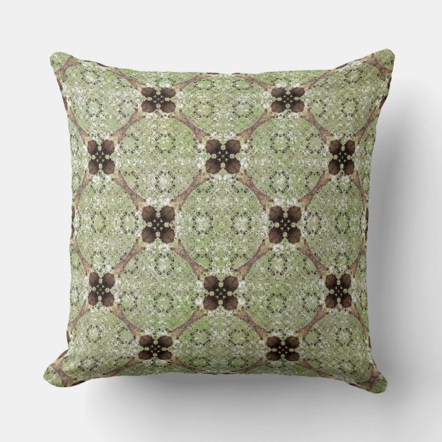 Coussin Vert, gris, bronze Vintage Motif de fleurs (Recto)