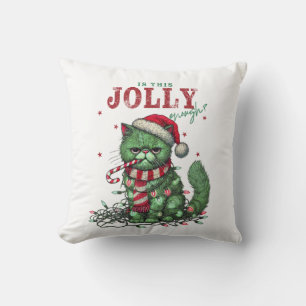 Coussin (Vert) Grumpy Holiday Cat