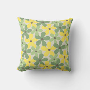 Coussin Vert jaune rétro Y2K les années 70 Fleur Motif