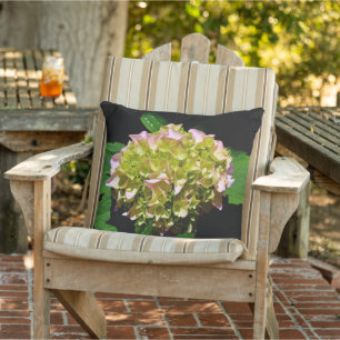 Coussin Vert jaune rose Hydrangea rose fleur jaune rose