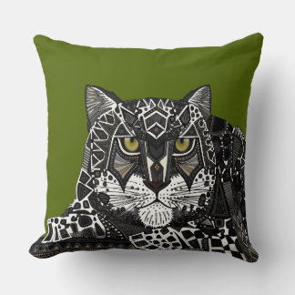 Coussin vert léopard des neiges