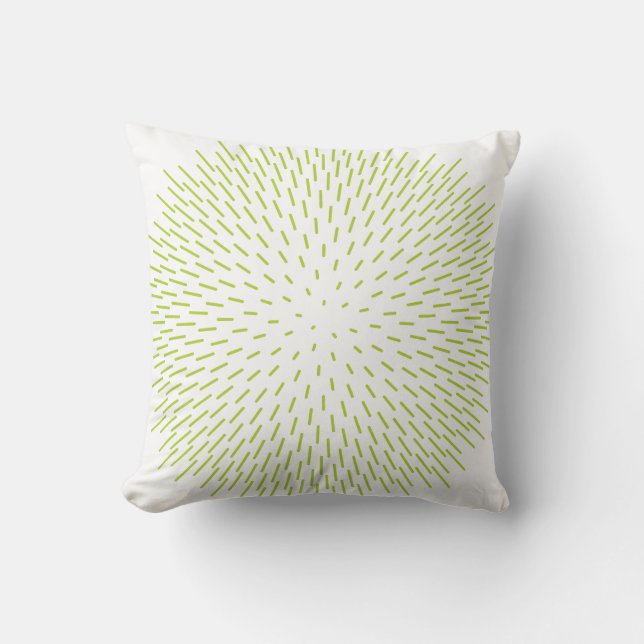 Coussin Vert lime moderne Sunburst Dash abstrait géométriq (Recto)