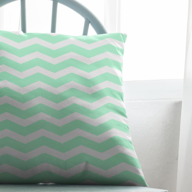 Coussin Vert Menthe Chevron (Créateur téléchargé)