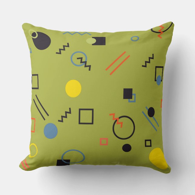Coussin Vert, moderne, cool, tendance, urbain, Memphis mot (Recto)