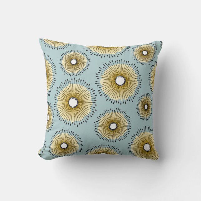 Coussin Vert moderne de patine de motif de fleur de (Recto)