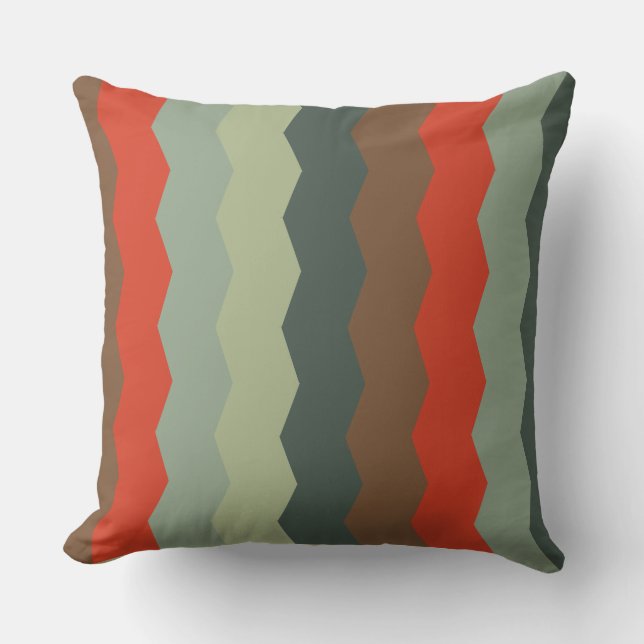Coussin Vert moderne du milieu du siècle et orange (Recto)