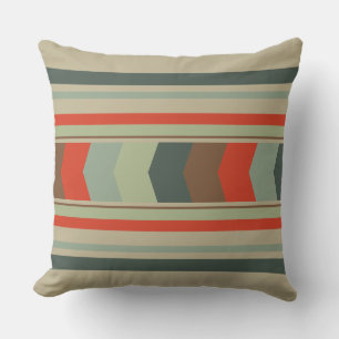 Coussin Vert moderne du milieu du siècle et orange