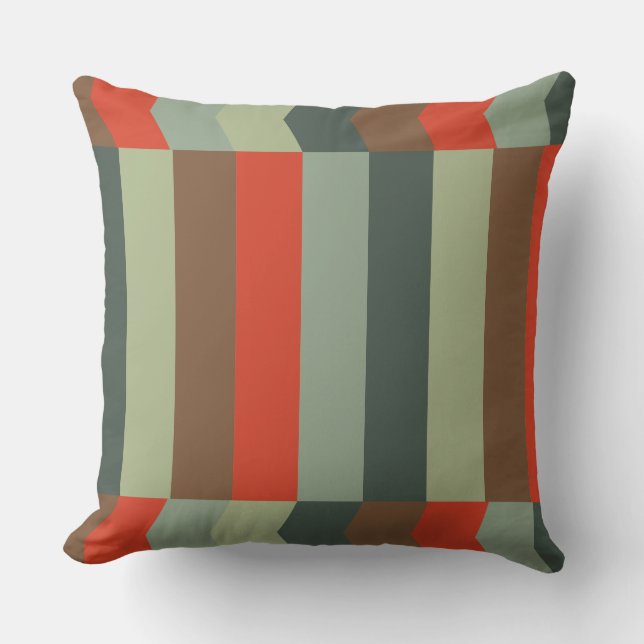 Coussin Vert moderne du milieu du siècle et orange (Recto)