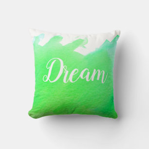 Coussin Vert moderne simple aquarelle design avec rêve
