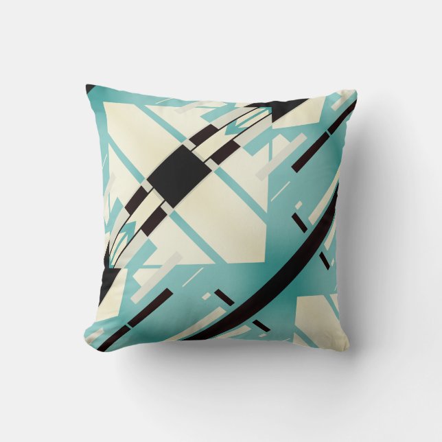 Coussin Vert mousse blanc noir diagonal vue sud-ouest (Recto)