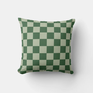 Coussin Vert mousse et damier vert sauge clair