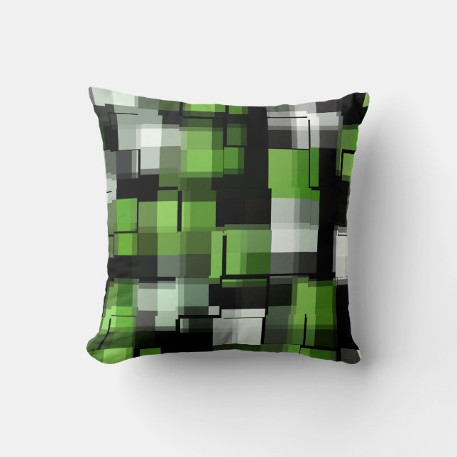 Coussin Vert noir blanc Motif tendance (Recto)