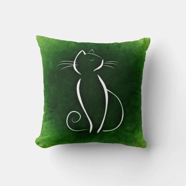 Coussin vert Noir de chat (Recto)