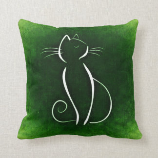 Coussin vert Noir de chat