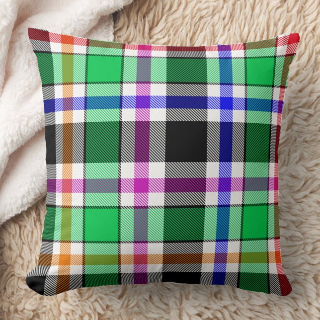 Coussin Vert Noir Multicolore Flanelle Carreaux Tartan (Créateur téléchargé)