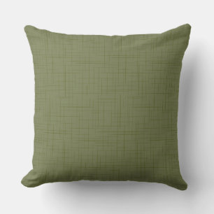 Coussin vert olive abstrait motif avec traits