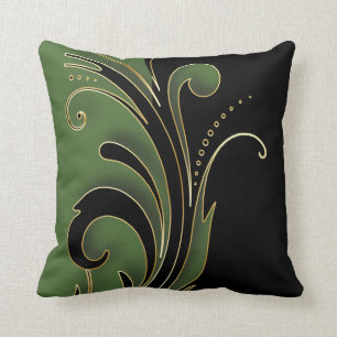 Coussin Vert olive avec Motif de design de Floride Noire