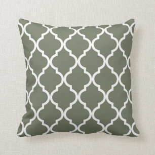 Coussin Vert olive et blanc de motif classique de