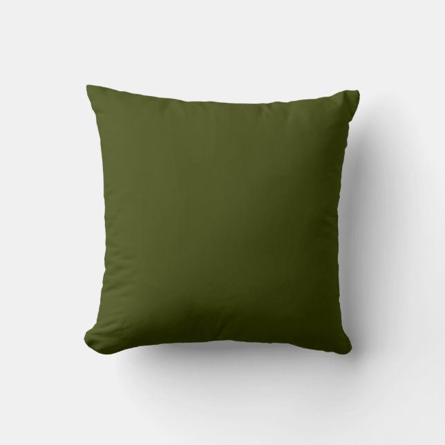 Coussin Vert olive foncé (couleur solide) (Recto)