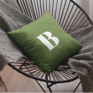 Coussin Vert olive foncé monogramme
