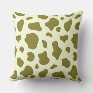 Coussin Vert olive moderne imprimé vache