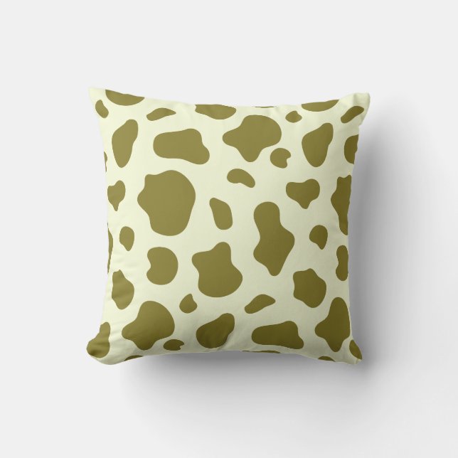 Coussin Vert olive moderne imprimé vache (Recto)