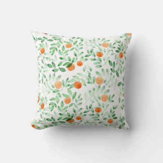 Coussin Vert orange Tangerine Provence Aquarelle
