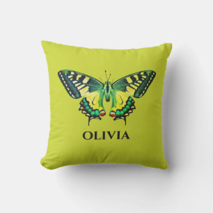 Coussin Vert papillon photographique moderne