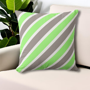 Coussin Vert pastel moderne et rayures grises