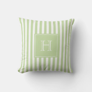 Coussin Vert pastel monogrammé rayé Prépa & Chic Printemps