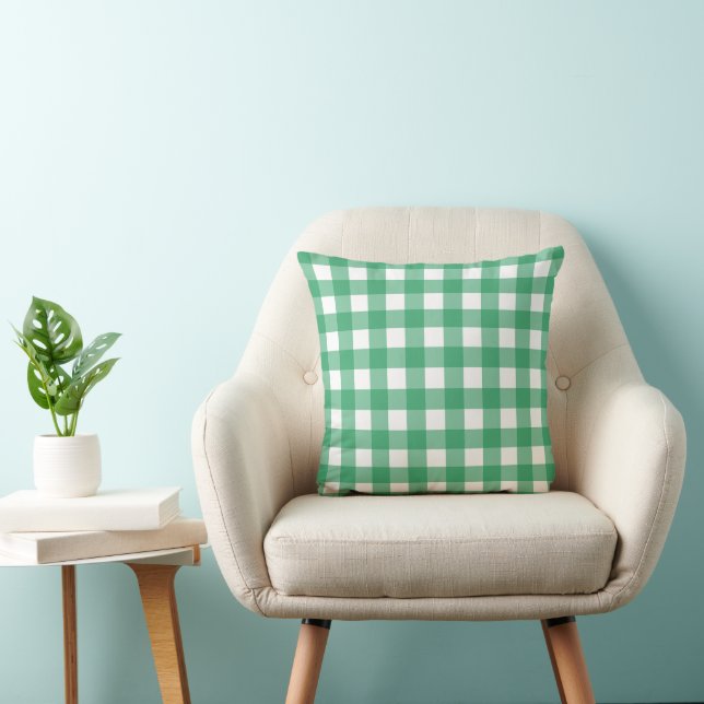 Coussin Vert Plaid 16x16 (Chaise)