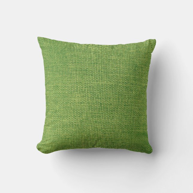 Coussin Vert pomme simple de toile de jute (Recto)