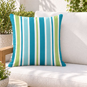 Coussin Vert rayé de sarcelle verte aquatique
