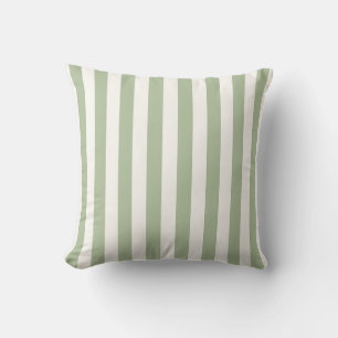 Coussin Vert rayé vert sauge et blanc